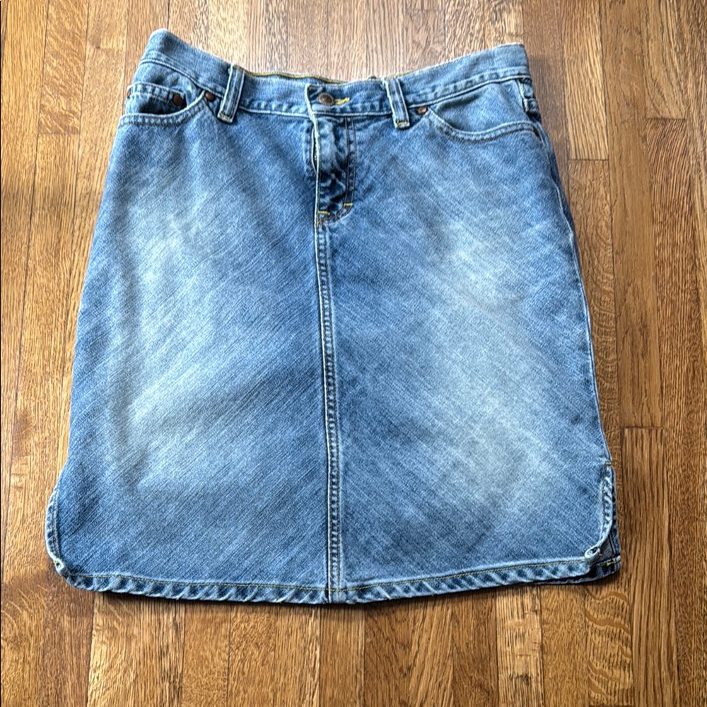 Blue Knee-Length Casual Pencil Skirt